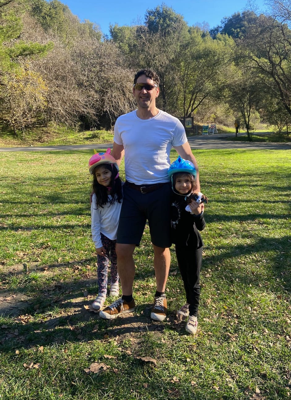 Josh Brandt and his twin daughters